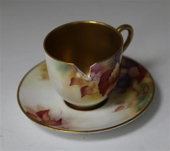 A group of Royal Worcester Autumnal fruit painted coffee wares and a similar pot pourri and cover, coffee pot 17.5cm